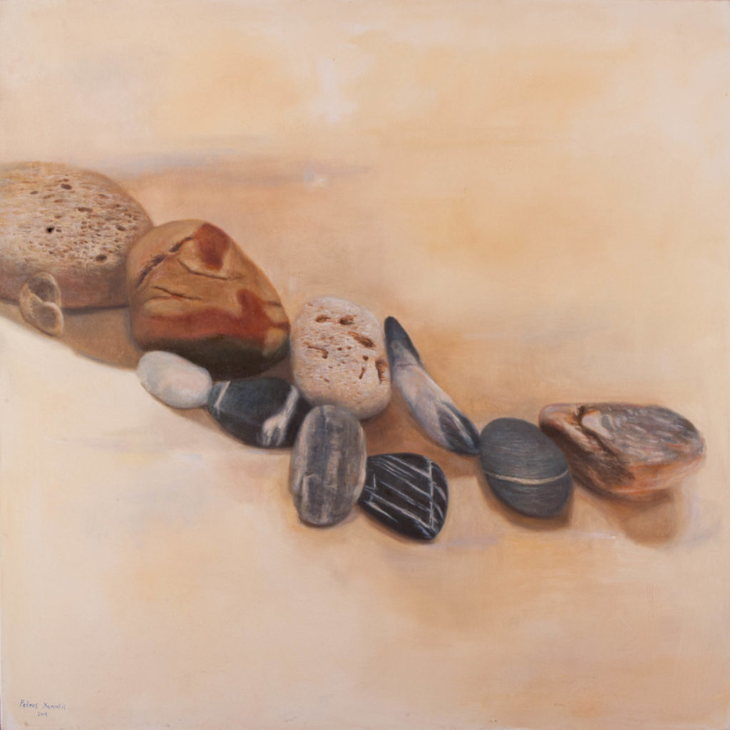 Pebbles, oil on canvas, 130 x 130 cm.