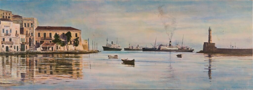 steamship in Venetian Harbour of Chania